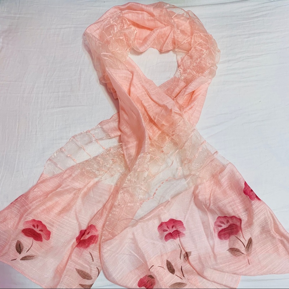 Authentic Sheer Silk Pink Scarf